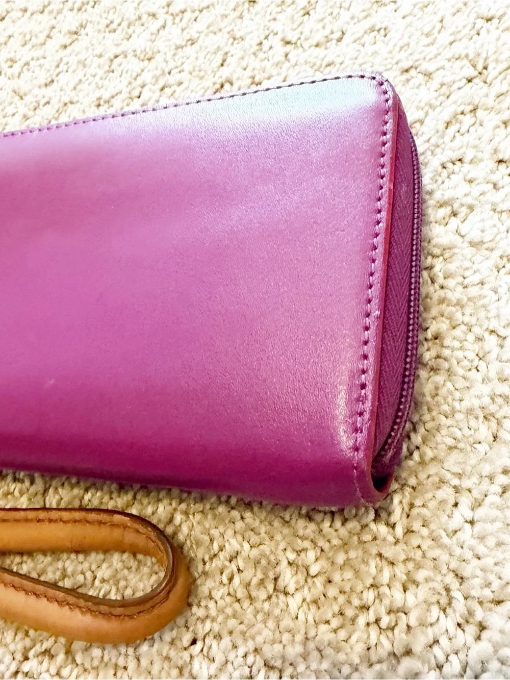Baekgaard Purple Leather Zip Travel Wallet Organizer Minimalist ID Card Wristlet